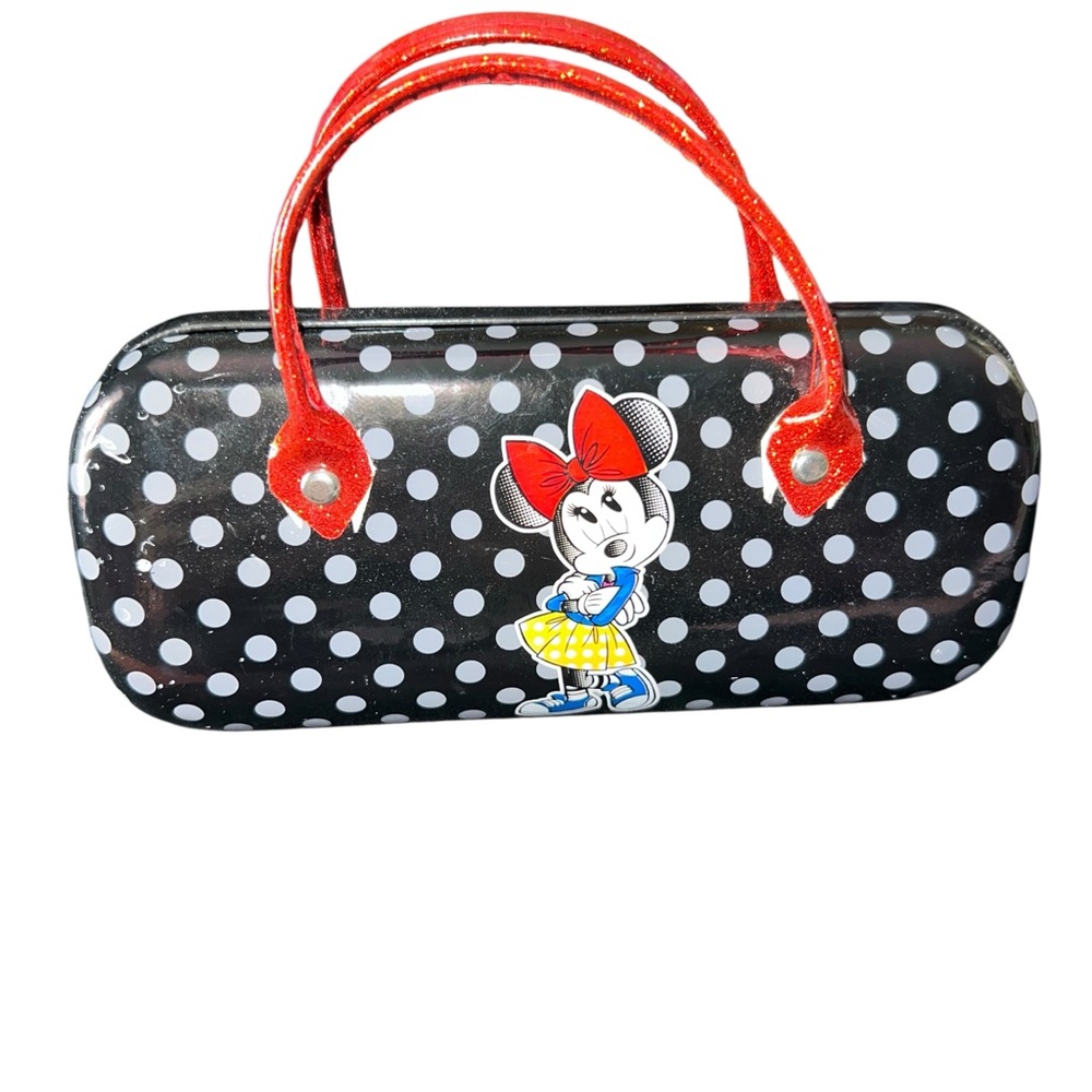 Disney Polka‎ Dot Minnie Mouse kids eyeglass case w Red Handles